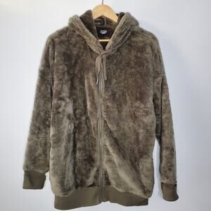 Aerie Brown green full zip teddy bear hoodie in Great used condition  Size Med…
